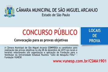 Convocação para as provas objetivas